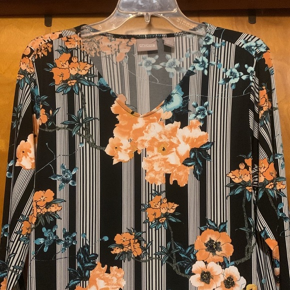 *Clearance-Final* Chico’s Size 2 Striped Floral Tunic Top - Picture 3 of 5